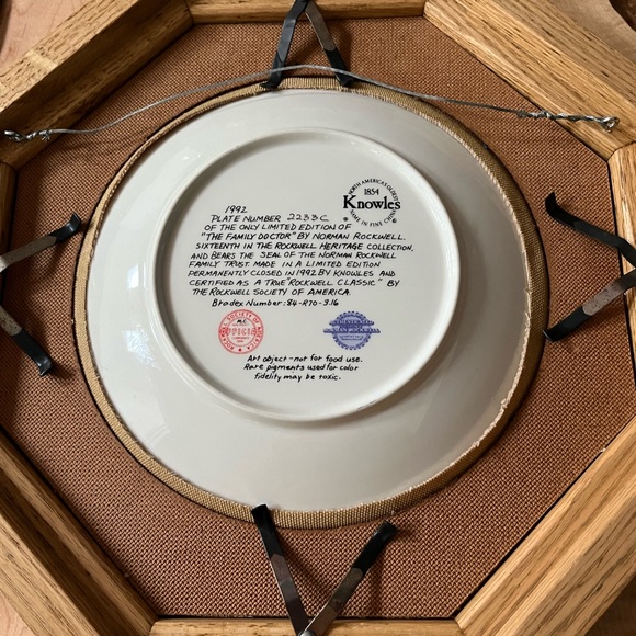 Framed Norman Rockwell Plate “The Family Doctor” - Picture 2 of 2